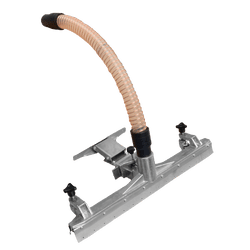 Frame-Mounted Floor Tool — Wet & Dry Pickup Head | Depureco Frame-mounted industrial vacuum floor tool with wide squeegee/brush head, height wheels, and corrugated hose connection.
