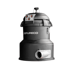 Drum Adapter Kit — Convert Steel Drums into Collection Bins | Depureco Depureco drum adapter kit vacuum head with control panel and large side inlet mounted on a drum lid.