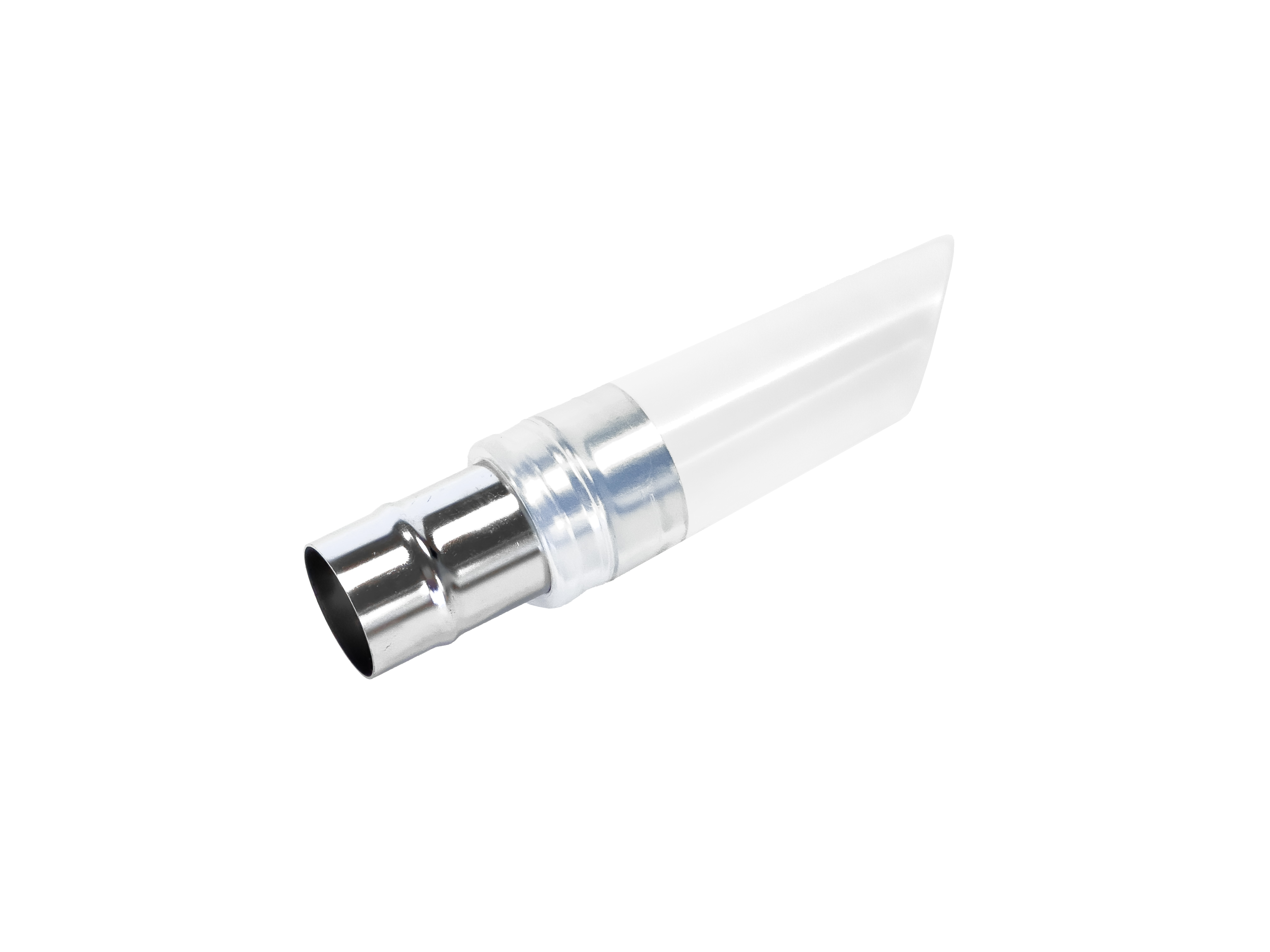 Silicone Conical Nozzle — Stainless Connection | Depureco Silicone conical vacuum nozzle with clear tapered tip and stainless-steel hose connection.