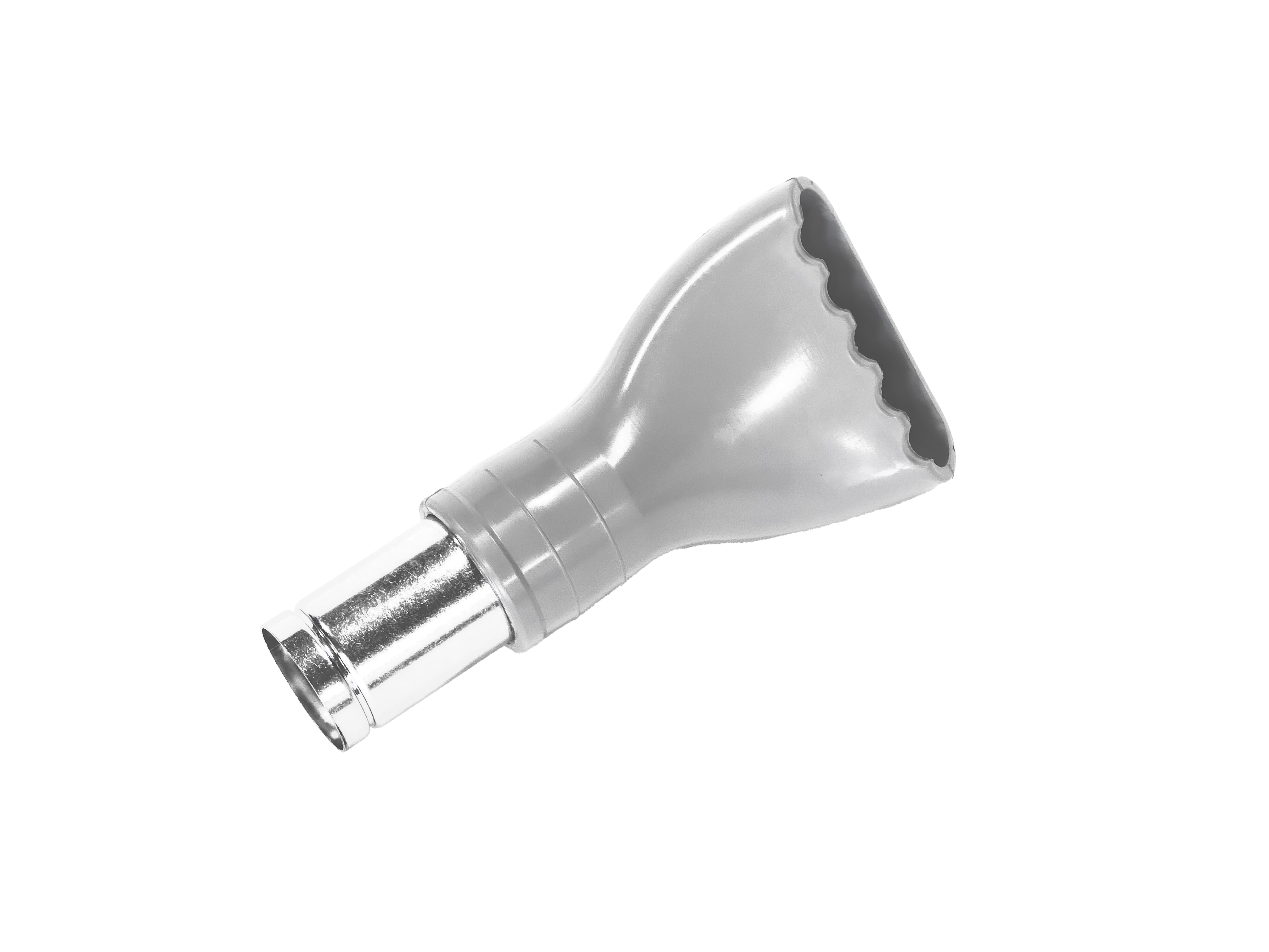 Sweeper Nozzle with Connection — Wide Pickup Head | Depureco Sweeper vacuum nozzle with hose connection and flared mouth for wide pickup.