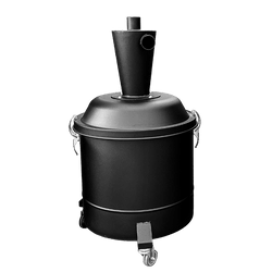 P13935 Cyclonic Pre-Separator — Filter Protection & Fast Dumps | Depureco Depureco P13935 cyclonic pre-separator on wheeled drum with cone top, inlet/outlet ports, and latch-down lid.