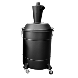 P13936 Cyclonic Pre-Separator — Protect Filters & Speed Dumps | Depureco Depureco P13936 cyclonic pre-separator on wheeled drum with cone top and side inlet/outlet ports, latch-down lid.