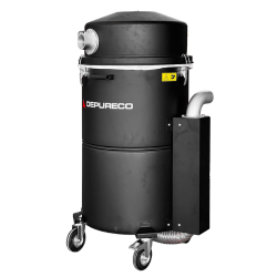 P13139 Wet & Dry Pre-Separator — Filter Protection & Fast Dumps | Depureco Depureco P13139 wet & dry pre-separator on wheeled drum with elbow lid inlet and a side-mounted separator module.